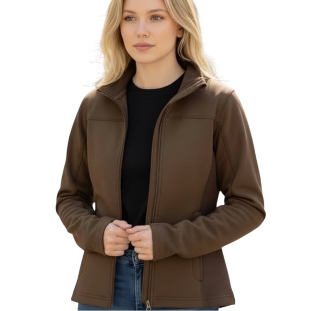 LL Bean Soft Shell Fleeced lined Brown Women's Jacket in size small